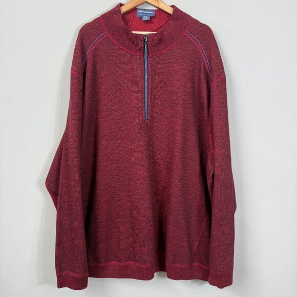 Tommy Bahama Flipsider Half Zip Sweater Pullover Men's 3XT Red Reversible NWOT - Picture 5 of 16